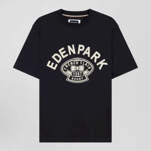 Alternative view of T-shirt manches courtes bleu marine application Eden Park Rugby coupe Oversized