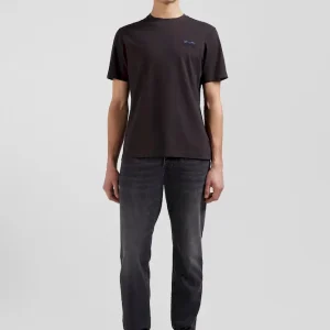 T-shirt manches courtes marron emblème tissu cravate coupe Regular