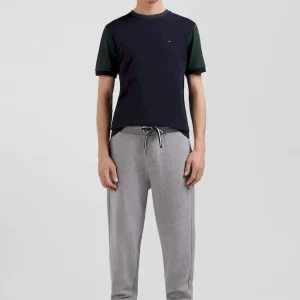 T-shirt manches courtes en coton vert à manches contrastées coupe Regular