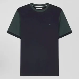 Alternative view of T-shirt manches courtes en coton vert à manches contrastées coupe Regular