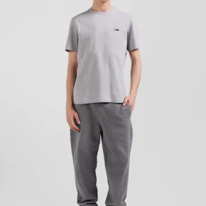 T-shirt manches courtes en coton gris broderie dos coupe Regular