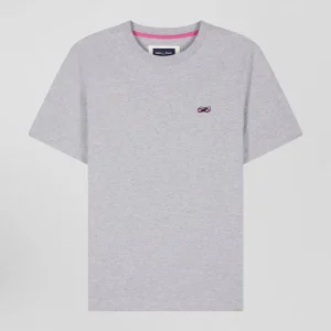 Alternative view of T-shirt manches courtes en coton gris broderie dos coupe Regular