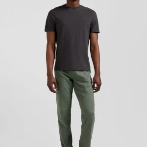 T-shirt manches courtes en coton kaki patch dos coupe Regular