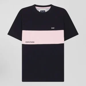 Alternative view of T-shirt manches courtes bicolore en coton bleu marine et rose coupe Regular