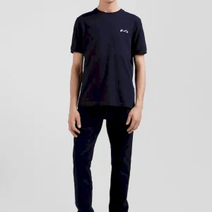 T-shirt manches courtes en coton bleu marine broderie cerclée coupe Regular