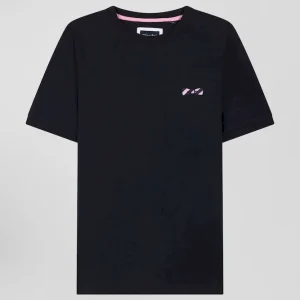 Alternative view of T-shirt manches courtes en coton bleu marine broderie cerclée coupe Regular