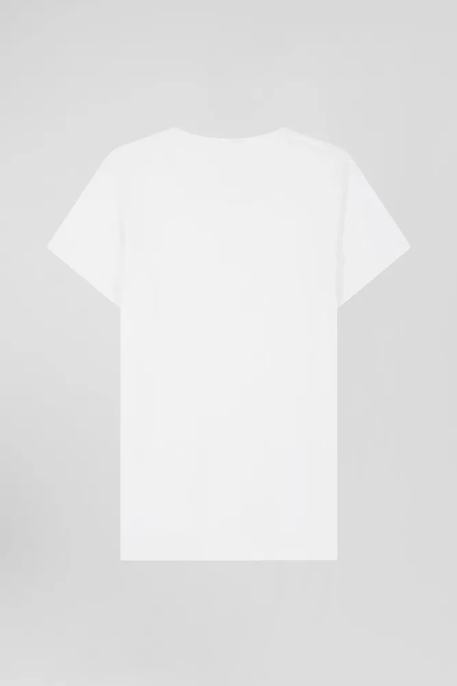 T-shirt Femme Manches Courtes En Coton Blanc Coupe Regular