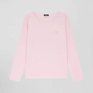 Alternative view of T-shirt manches longues à col rond en coton rose coupe Relaxed