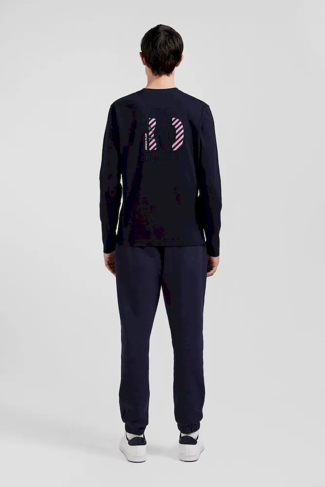 T-shirt manches longues en coton bleu marine broderie dos N°10 coupe Regular – Bild 6