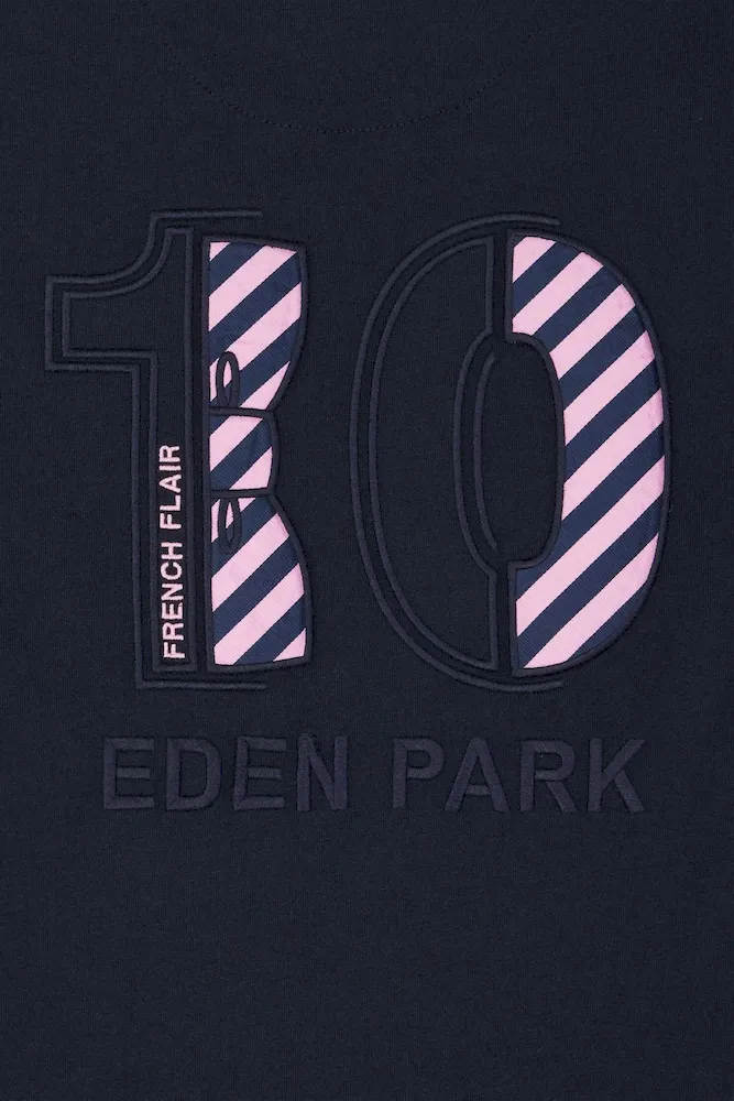 T-shirt manches longues en coton bleu marine broderie dos N°10 coupe Regular – Bild 8