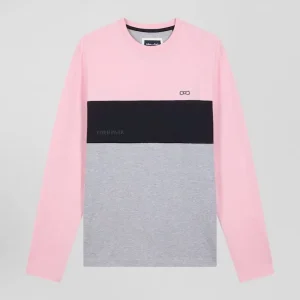 Alternative view of T-shirt manches longues colorblock en coton rose coupe Regular