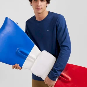 Alternative view of T-shirt manches longues en coton uni bleu coupe Slim