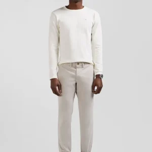 T-shirt manches longues en coton uni écru coupe Slim