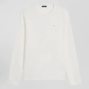 Alternative view of T-shirt manches longues en coton uni écru coupe Slim