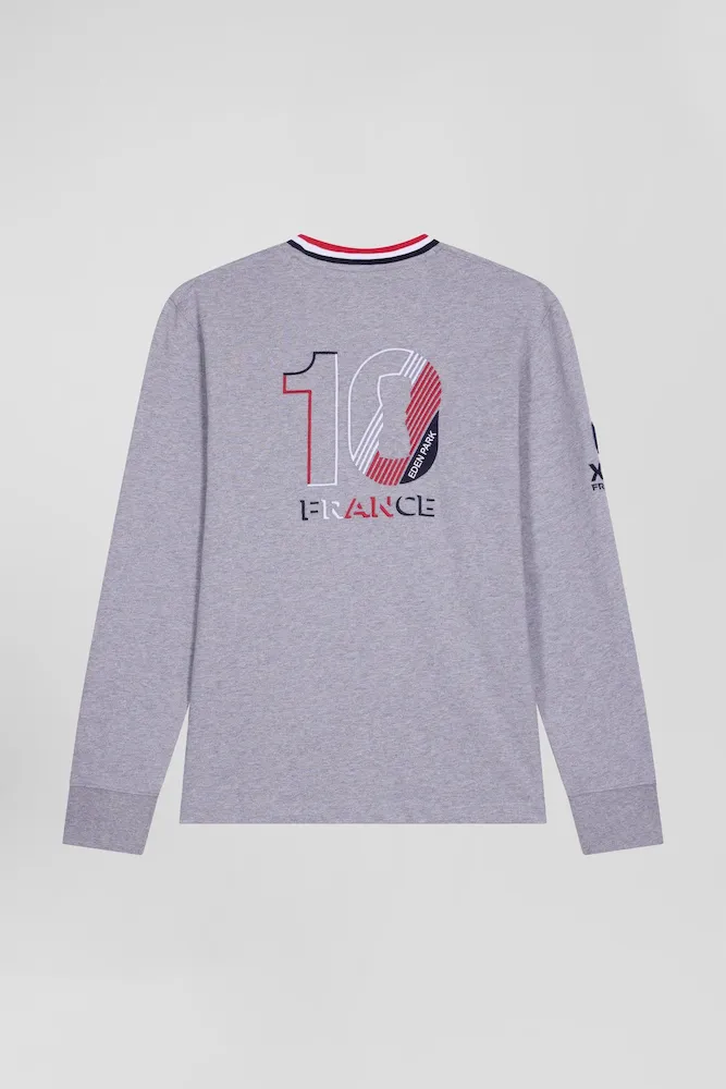 T-shirt manches longues XV de France en coton gris coupe Regular – Bild 4