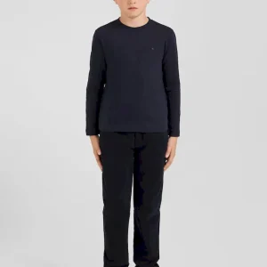 T-shirt manches longues en coton bleu marine broderie XV de France coupe Regular