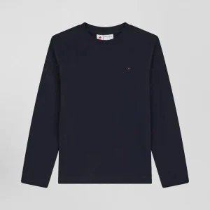 Alternative view of T-shirt manches longues en coton bleu marine broderie XV de France coupe Regular