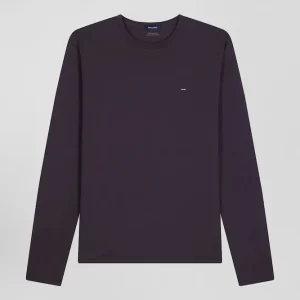 Alternative view of T-shirt manches longues en coton Pima marron foncé coupe Regular