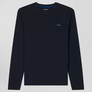 Alternative view of T-shirt manches longues en coton bleu marine broderie et nœuds papillon cerclés