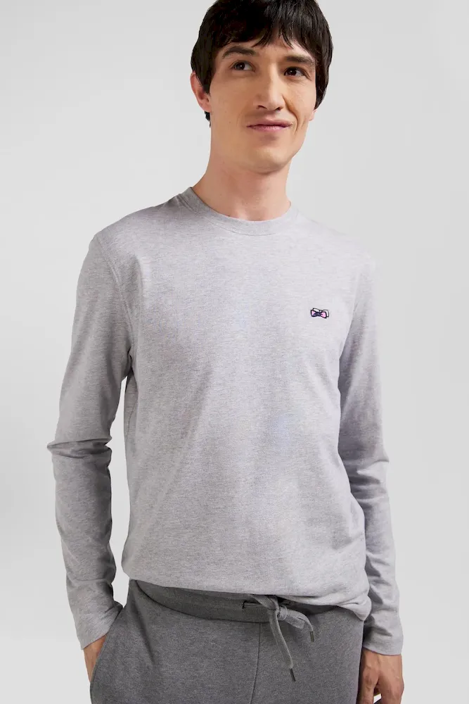 T-shirt manches longues en coton gris broderie et nœuds papillon cerclés – Bild 3