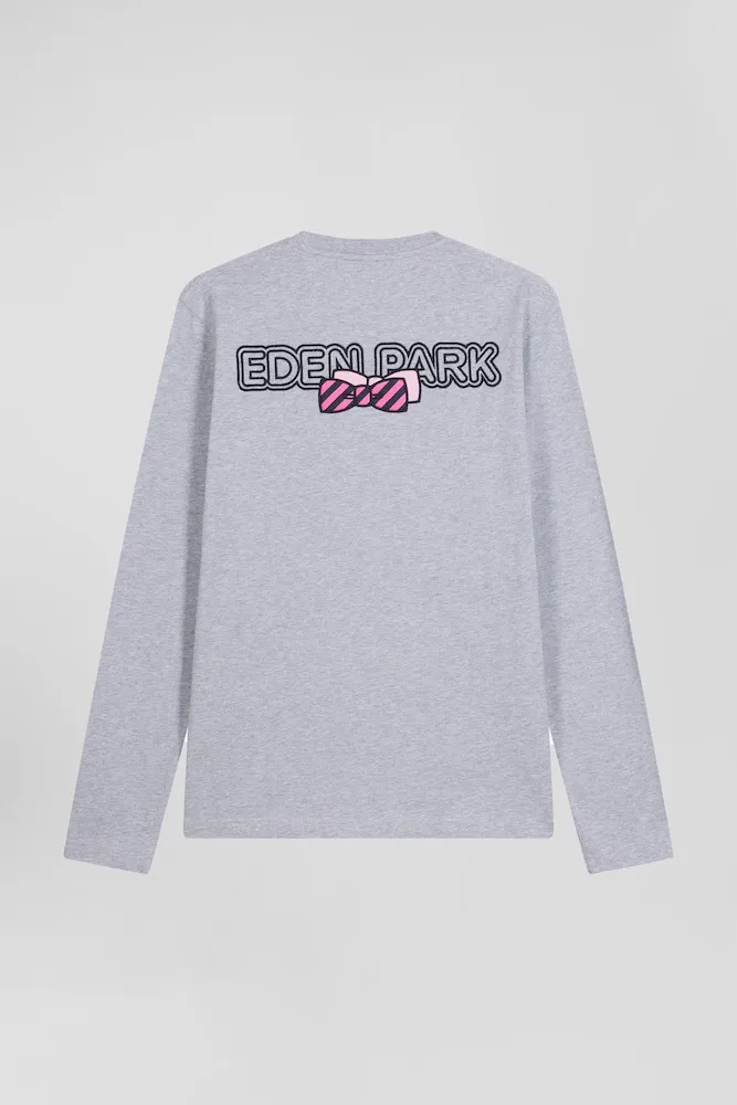 T-shirt manches longues en coton gris broderie et nœuds papillon cerclés – Bild 4