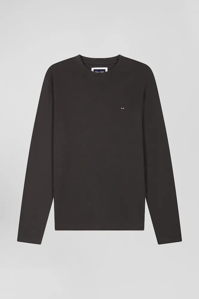 T-shirt Manches Longues En Coton Kaki Patch Dos Imprimé Fleuri Coupe Regular