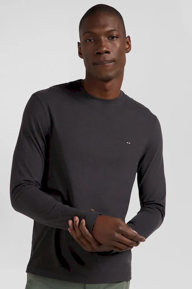 T-shirt manches longues en coton kaki patch dos imprimé fleuri coupe Regular – Bild 3