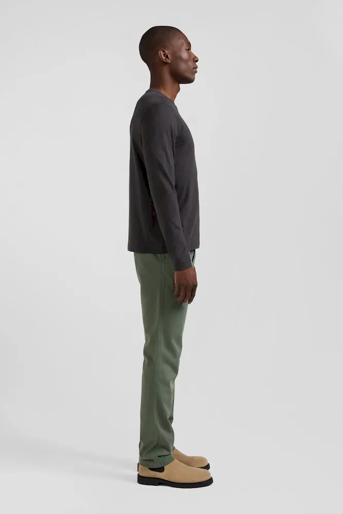 T-shirt manches longues en coton kaki patch dos imprimé fleuri coupe Regular – Bild 5