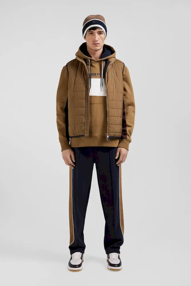 Doudoune sans manches matelassée à col montant noisette