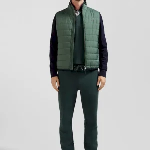 Doudoune sans manches matelassée à col montant vert