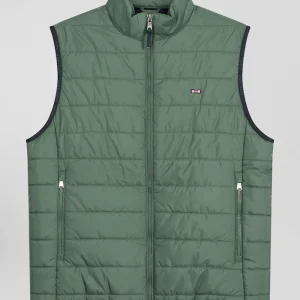 Alternative view of Doudoune sans manches matelassée à col montant vert