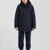 Parka enfant longue bleu marine à capuche