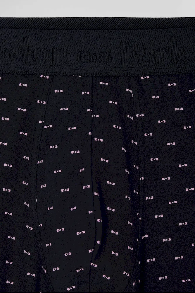 Boxer à micro motifs nœud papillon bleu marine et rose en coton stretch – Bild 5