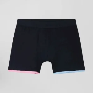 Boxer en coton stretch bleu marine liserés contrastés