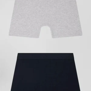 Alternative view of Lot de 2 boxers bleu marine et gris en coton stretch