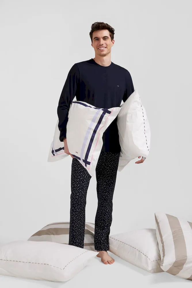 Pyjama Long En Coton Bleu Marine