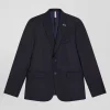 Veste blazer en laine bleu marine et doublure cerclée coupe Modern
