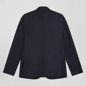 Alternative view of Veste blazer en laine bleu marine et doublure cerclée coupe Modern