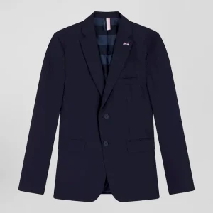 Veste en laine mélangée marine à doublure cerclée coupe Modern