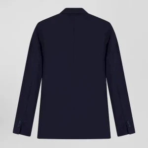 Alternative view of Veste en laine mélangée marine à doublure cerclée coupe Modern