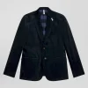 Veste en velours coton stretch bleu marine coupe Modern
