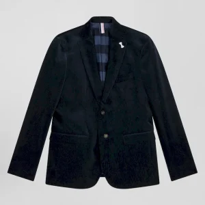 Veste en velours coton stretch bleu marine coupe Modern