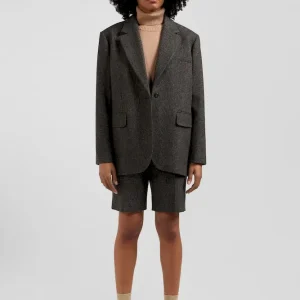 Veste blazer en laine mélangée prince de Galles coupe Oversized