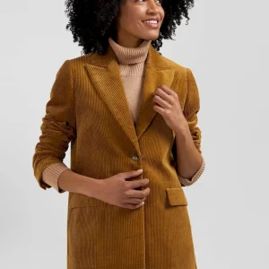 Veste blazer en velours côtelé noisette coupe Modern