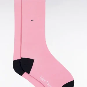 Chaussettes en coton mélangé roses à renforts marine