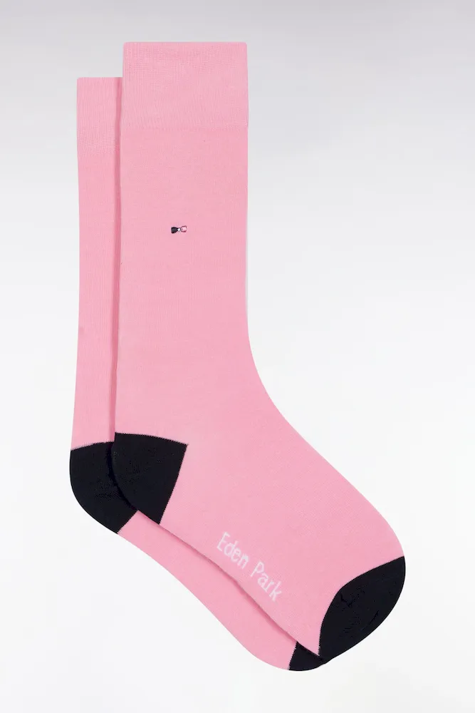 Chaussettes en coton mélangé roses à renforts marine