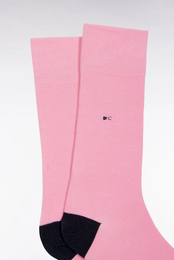 Chaussettes en coton mélangé roses à renforts marine – Bild 2