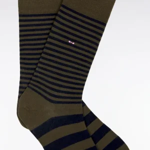 Alternative view of Chaussettes rayées en coton mélangé kaki
