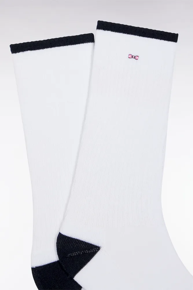 Chaussettes en coton mélangées blanches à renforts marine – Bild 2