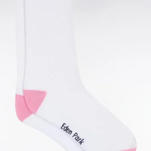 Chaussettes en coton mélangées blanches à renforts roses